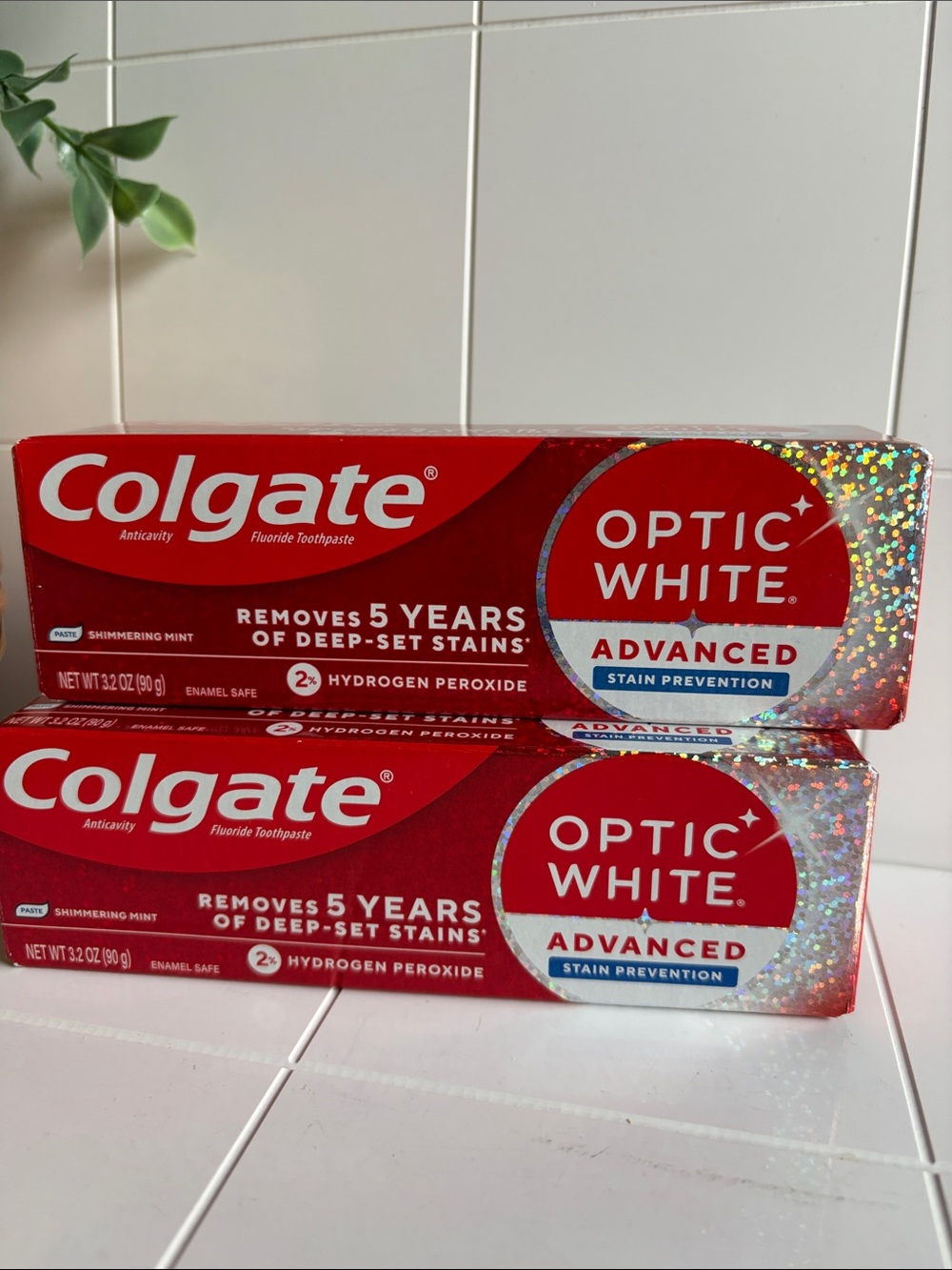 Colgate Optic White Advanced Toothpaste - 
Stain Prevention Set of 2 3.2oz Each